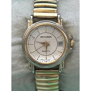 Milan Gold Tone Date Indicator Women’s Stretch Band Watch